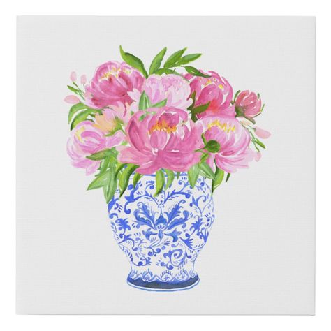 Ginger Jar Painting, Ginger Jar Art, Chinoiserie Painting, Jar Painting, Blue Blanc, Pink Ginger, Chinoiserie Art, Vase Painting, Chinoiserie Vase