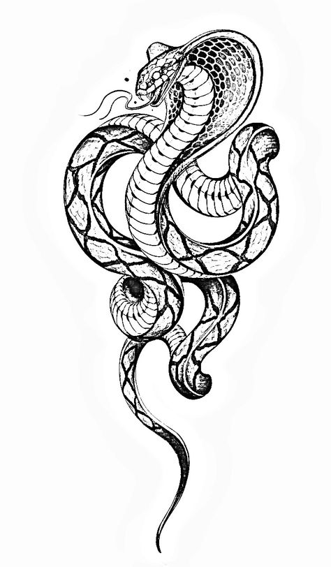 Cool Tattoos With Meaning, King Cobra Tattoo, Lizard Tattoo, Cobra Tattoo, Tattoo Apprenticeship, Snake Drawing, Bull Tattoos, Snake Tattoo Design, Cobra Snake