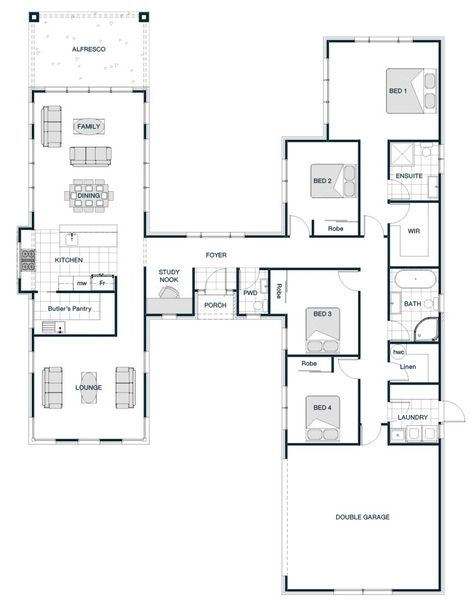 H Plan House, House With Wings Home Plans, H Shape House Plans, H Shaped House Exterior, H House Plans, New Build Plans, 2 Wing House Plans, House With Wings, H Shaped House