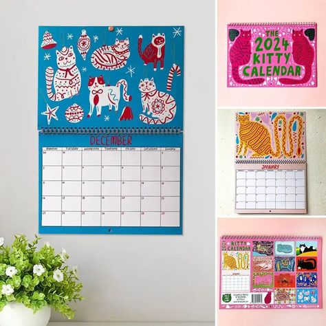 Nordic Room, Cat Calendar, Calendar Time, Cat Illustrations, Wall Planner, Wire Binding, Cozy Decor, Cats Illustration, Christmas 2023