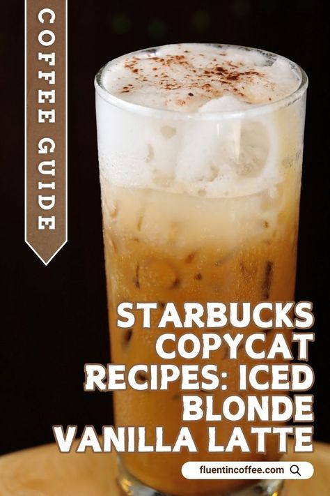 Cool off with this iced blonde vanilla latte—a delicious blend of blonde espresso and creamy vanilla. Perfect for fans of easy blended coffee drinks, this refreshing twist on the starbucks blonde vanilla latte recipe lets you enjoy homemade starbucks style right at home. A must-try for vanilla iced coffee lovers! Starbucks Blonde Vanilla Latte, Coffee Flavors Drinks, Vanilla Latte Recipe, Starbucks Copycat Recipes, Blonde Espresso, Vegan Starbucks, Blended Coffee Drinks, Homemade Starbucks, Iced Latte Recipe