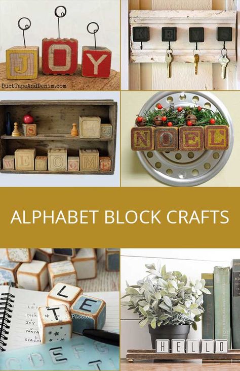 Wooden Alphabet Blocks Crafts, Crafts Using Old Wooden Blocks, Block Crafts Wooden, Dollar Tree Wooden Blocks, Crafts With Wooden Blocks, Wood Block Ideas, Wood Cube Crafts, Wood Block Crafts Diy, Alphabet Blocks Diy