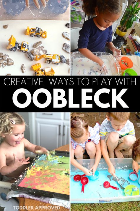 Rainbow Oobleck Toddler Sensory Play - Toddler Approved Rainbow Oobleck, Oobleck Activities, Messy Science, Fun For Toddlers, Weekly Activities, Sensory Play Toddlers, List To Make, Activity For Toddlers, Sensory Exploration