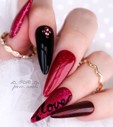 Beautiful Nails For Valentine's Day 2023 | Glossnglitters.com Long Almond, Heart Nail Designs, Festive Nail Art, Romantic Nails, Heart Nail Art, Accent Nail, Nail Design Inspiration, Stiletto Nails Designs, Great Nails