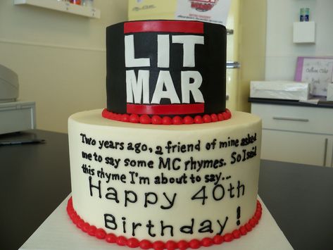 https://flic.kr/p/9kavep | RUN DMC-inspired 40th birthday cake | please allow 14 days notice. Email brian@retrobakerylv.com with questions and pricing information.  www.retrobakeylv.com 40th Birthday Cake, Hip Hop Party, 40th Birthday Cakes, Happy 40th Birthday, Run Dmc, School Parties, Las Vegas Nevada, Cake Inspiration, 40th Birthday