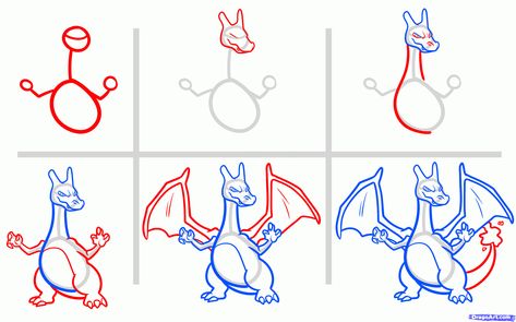 how to draw charizard easy, pokemon step 1 How To Draw Charizard Step By Step, How To Draw Charizard, How To Draw Pokemon, Pokemon Step By Step, Easy Pokemon, Easy Dragon Drawings, Flying Type Pokemon, Draw Pokemon, Tutorial Painting