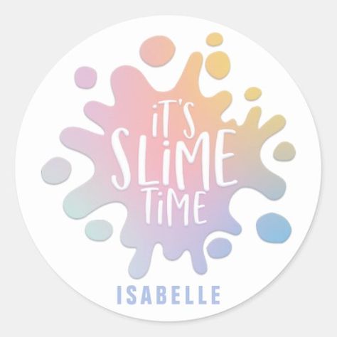 its slime time rainbow splat birthday party for $7.25 - Birthday Stickers Slime Logo Ideas, Slime Labels, Logo Slime, Slime Logo, Shop Name Ideas, Slime Birthday, Rainbow Slime, Slime Time, Colorful Birthday Party