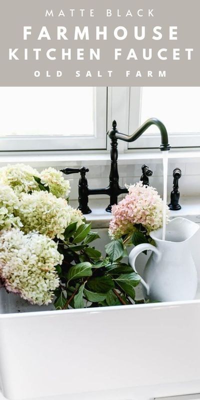 Black Farmhouse Kitchen Faucet -- beautiful farmhouse faucet for kitchen or laundry room. Black Farmhouse Kitchen, Farmhouse Faucet, Matte Black Faucet, Black Farmhouse, Black Faucet, Neutral Kitchen, Farmhouse Inspiration, Interior Pictures, Home Remodel