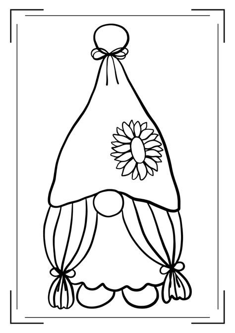 Sunflower Coloring, Printable Sunflower, Sunflower Coloring Pages, Gnome Paint, Easter Gnomes, Gnome Pictures, Girl Gnome, Easter Gnome, Gnomes Diy