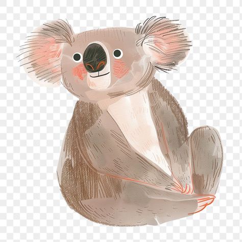 Koala Illustration Cute, Koala Aesthetic Cartoon, Australian Animals Illustration, Koala Aesthetic, Koala Cartoon, Cute Australian Animals, Aesthetic Pngs, Cartoon Koala, Koala Illustration