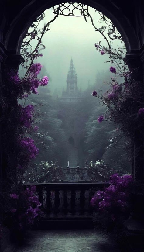 Gothic Fantasy Landscape, Gothic Fairytale, Facts About Halloween, Gothic Landscape, Purple Gothic, Dark Castle, Dark Fairytale, Halloween Facts, Castle Aesthetic