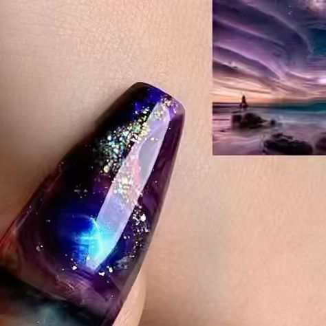 Sweetie Nail Supply on Instagram: "This is how you can create stunning galaxy nails with the new DVOK MarbleFit Collection 🌌 The DVOK MarbleFit Collection proves once again how versatile of a kit it can be! Unleash your inner artist with this beautiful marble nail art set. HEMA-Free, 13-Free Limited edition Shop now at www.sweetienailsupply.com #nailreel #nailvideo #nailart #chromenails #galaxynails #nailtrend #trendingnails #nailartist #nailartvideo #nailtutorial #nailpromote #nailpromo #hemafree #13free #gelnails #gelmani" Marble Nail, Marble Nail Art, Gel Mani, Galaxy Nails, Nail Art Set, Nail Art Videos, Marble Nails, Nail Supply, Chrome Nails