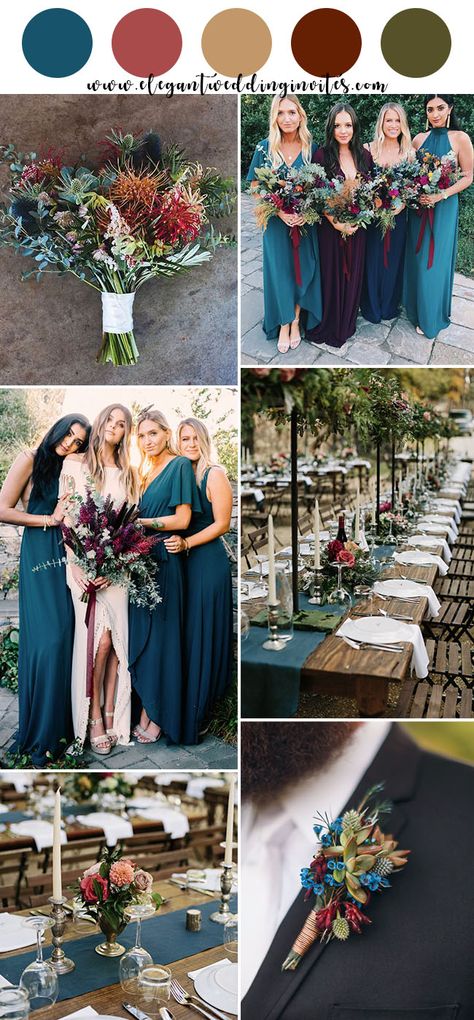 jewel tone teal blue,dark red, pink rustic chic fall wedding color inspiration #weddingcolors #ElegantWeddingInvites Wedding Color Pallet, Wedding Color Combos, Jewel Tone Wedding, Winter Wedding Decorations, Wedding Color Inspiration, Teal Wedding, Wedding Colors Blue, Wedding Theme Colors, Fall Wedding Colors