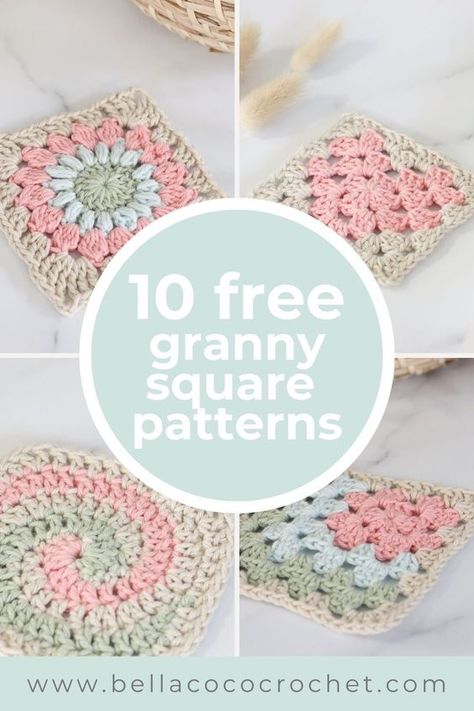 Explore 10 FREE crochet granny square designs on the blog! Written patterns and video tutorials are available. Crochet Practice For Beginners, Granny Square Crochet Pattern Free Printable, 6x6 Granny Square Patterns, Granny Square Pattern Blanket, Floral Granny Square Crochet Pattern Free, Crocheting Granny Squares Beginner, Brianna K Designs Crochet, Crochet Alongs Patterns Free, Diy Granny Square Blocking Station