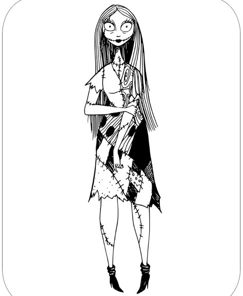 Sally Coloring Pages, Nightmare Before Christmas Clothing, Comic Coloring, Jack Skellington Tattoo, Nightmare Before Christmas Pictures, Jack Nightmare Before Christmas, Sally Skellington, Nightmare Before Christmas Drawings, Nightmare Before Christmas Sally