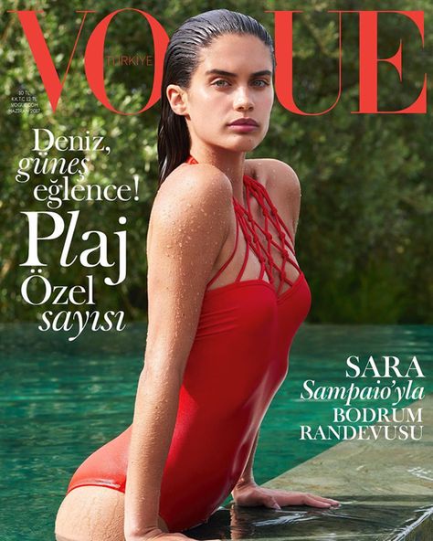 Vogue Turkey June 2017 Swimsuits Photoshoot, Swimwear Shoot, Pool Photography, Vogue Magazine Covers, Swim Season, Fashion Magazine Cover, Sara Sampaio, Fashion Cover, Pool Photos