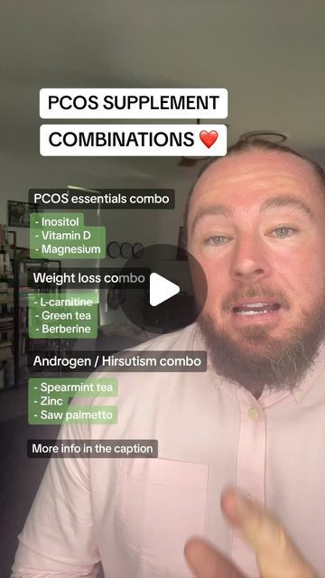 Drew Baird | the PCOS mentor on Instagram: "Supplements can play a really helpful role within an overall PCOS plan. But, you don’t want to be taking any random supplement. As i always say, please make sure that if you choose to try a supplement:

1) It makes sense for your specific PCOS
2) It makes sense for your specifics GOALS

With this, here are 3 combos for common PCOS / GOALS

1) PCOS essentials combo
- Inositol [3-4g]
- Vitamin D [1,000iu]
- Magnesium [300-400mg]

2) Weight loss combo
- L-carnitine [1.5g]
- Green tea [2 cups]
- Berberine [500mg]

3) Androgens / Hirsutism combo
- Spearmint tea [2 cups]
- Zinc [25mg]
- Saw palmetto [300mg]

So, depending on your PCOS and your GOALS, one of these combos may be super helpful as part of your overall PCOS plan (nutrition, movement, sleep L Carnitine Benefits Women, Carnitine Benefits, Female Cycle, Myo Inositol, Spearmint Tea, Fertility Health, Gut Health Recipes, Saw Palmetto, L Carnitine