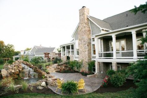 Think of Walkout Basement Patio with a Pond Walkout Basement Patio Ideas, Basement Patio Ideas, Walkout Basement Patio, Basement Patio, Sunken Hot Tub, Sunken Patio, Town Design, Outdoor Dining Table Setting, Mountain Home Exterior