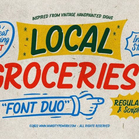 Local Groceries - Vintage Sign Duo Retro Grocery Store Aesthetic, Vintage Grocery Store Signs, Grocery Store Sign, Vintage Supermarket, Grocery Store Ads, Lego Logo, Grocery Sign, Store Advertising, Store Ads