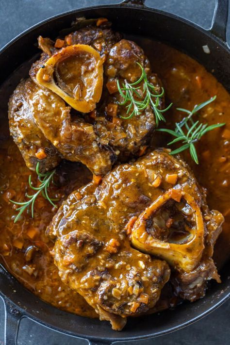 Italian Osso Bucco Recipe, Veal Osso Bucco Recipe Slow Cooker, Veal Shank Recipes, Venison Osso Bucco Recipe, Veal Osso Bucco Recipe, Oso Bucco Recipe, Beef Shanks Recipe, Pork Osso Bucco, Pork Osso Bucco Recipe