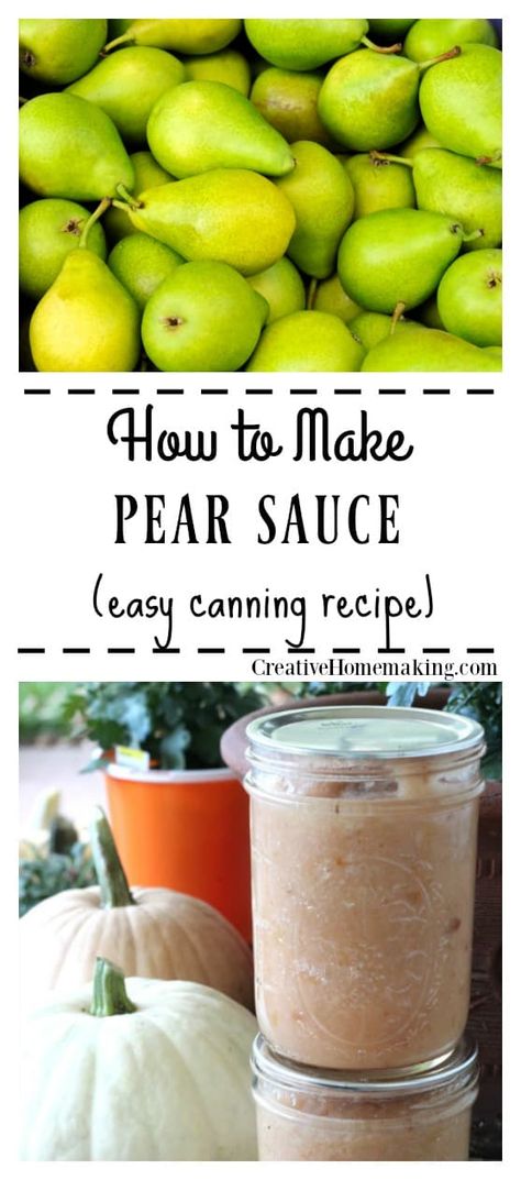 Easy pear sauce for canning. Serve this pear sauce with pork or chicken..it is also great as homemade baby food. Make with or without sugar. Canning Pears Without Sugar, Pear Sauce Recipe, Canning Pears, Chicken Baby Food, Pear Preserves, Pear Sauce, Pear Butter, Freezing Food, Sweet And Sour Sauces