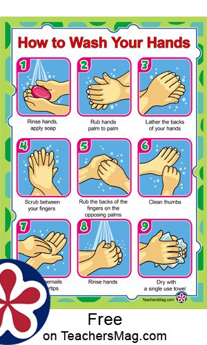 "How To Wash Your Hands," Printable Posters for Young Children | TeachersMag.com Wins Corner Poster Classroom, Wash In School Poster, How To Wash Your Hands, Hand Washing Signs Free Printable, Hand Washing Poster Free Printable, Handwashing Poster, School Nurse Posters, Hygiene Lessons, Free Printable Posters