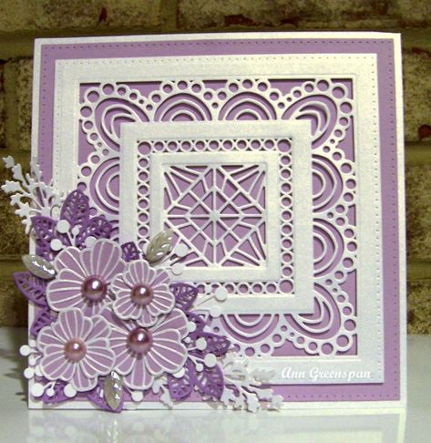 White Christmas Card, Sue Wilson Cards, Ocean Background, Flower Dies, Ocean Collection, Purple Cards, Easy Cards, Sue Wilson, Anna Griffin Cards