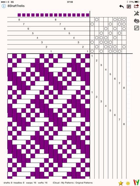 Willington Weaver: 8 Shaft Trellis draft Taniko Patterns, Weaving Patterns Loom, Weaving Patterns Design, Basket Weaving Patterns, Cross Stitch Border Pattern, Weaving Inspiration, Weaving Drafts, Origami Paper Art, Paper Weaving