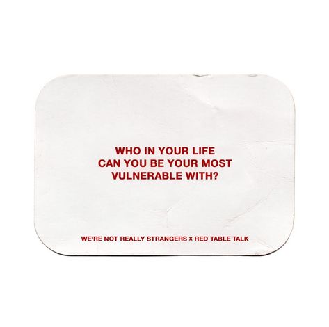 We’re Not Really Strangers on Instagram: “One of my favorite questions from our @redtabletalk Inner Circle expansion pack. The goal is this pack was to dig deeper with the people we…” We Arent Really Strangers Questions, We Aren’t Really Strangers Questions, Wrns Questions, We Are Not Really Strangers Questions, We're Not Really Strangers Questions, We Are Not Really Strangers, Were Not Really Strangers, Questions To Know Someone, We're Not Really Strangers Cards