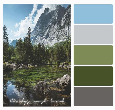 Summer Mountain Color Palette, Yosemite Color Palette, Mountain Forest Color Palette, Patagonia Color Palette, Color Palette Mountain, Mountain Home Color Palette, Mountain Colour Palette, Forest Pallete, Mountains Color Palette