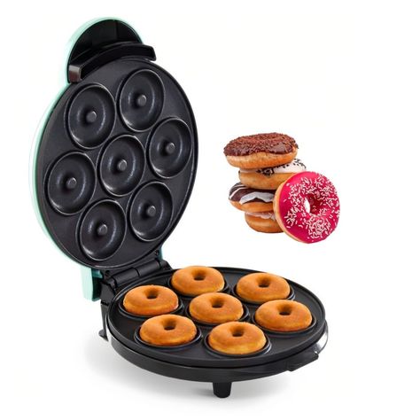 PRICES MAY VARY. Fast and Healthy Life —— Make cute and tasty mini doughnuts at home that don't take much time and are perfect for snacking and entertaining guests. Double-sided Heating —— the double-sided heating plate heats evenly and quickly, giving the donuts even color, and also the donuts no from sticking to the mold, cooking quickly and easily. Specifications —— It can produce up to 7 small, bite-sized doughnuts in a single batch, perfect for a quick dessert or snack. Perfect Gift —— The Donut Maker Machine, Beignets Cuits, Mini Donut Maker, Mini Donuts Maker, Kid Friendly Breakfasts, Breakfast Machine, Donut Maker, Pancake Maker, Mini Doughnuts