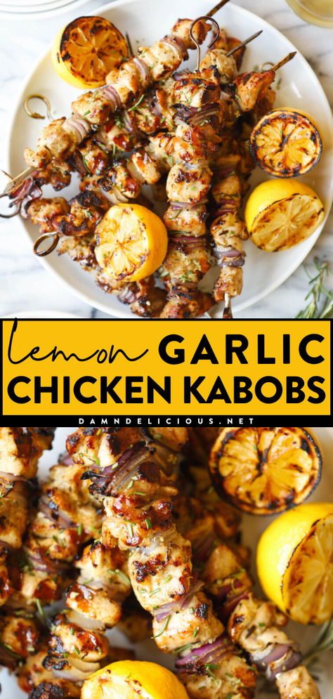 Want more summer grilling ideas? This simple chicken recipe on the grill will become your new favorite summer dinner! These chicken skewers feature a lemon chicken marinade. Tender and juicy, these grilled chicken kabobs are so good! Garlic Chicken Kabobs, Lemon Garlic Marinade, Grilled Chicken Kabobs, Grilled Recipes, Garlic Marinade, Grilling Kabobs, Easy Grilling Recipes, Lemon Garlic Chicken, Easy Grilling