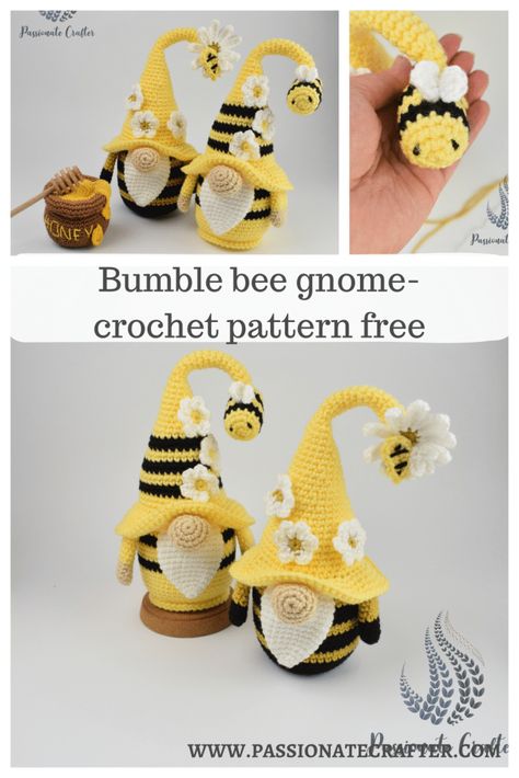 Crochet Gnomes Pattern Free, Custard Pies, Bee Gnome, Crochet Garden, Crochet Toys Free Patterns, Crafts Origami, Crochet Toys Free, Crocheting Projects, Crochet Storage