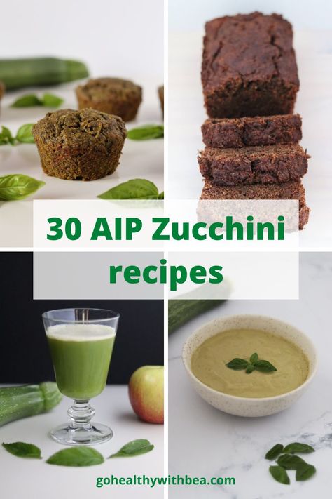 The best AIP zucchini recipes! From appetizers, main dishes, sides, savory breads, muffins, desserts, drinks and more. These zucchini recipes are delicious and easy to make. These recipes are all gluten free, dairy free, paleo, grain free and nut free and compliant with AIP elimination phase. Aip Zucchini, Zucchini Side Dish Recipes, Desserts Drinks, Zucchini Side Dishes, Grilled Chicken Kabobs, Traditional French Recipes, Savory Breads, Quick Lunch Recipes, Dairy Free Paleo