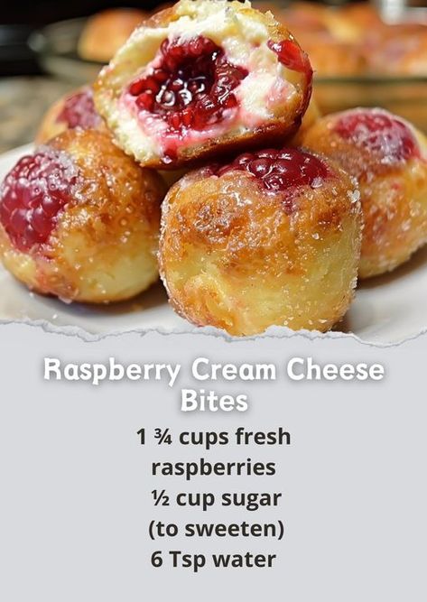 Cream And Berry Filled Pastry Balls, Cheese Bites, Filled Cookies, Grandmas Recipes, Pastry Recipes, Cream Cheese, Raspberry, Pastry, Cheesecake