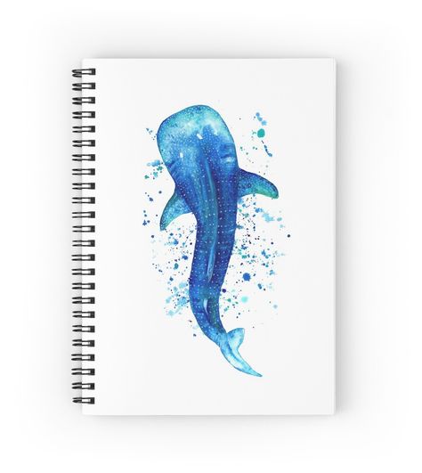 Spiral notebooks with high-quality edge-to-edge print on front. 120 pages in your choice of ruled or graph lines. Whale Shark Watercolor Painting. A beautiful gift idea for someone fond of the ocean life and whale sharks in special. Whale Shark Tattoo Watercolor, Drawing Whale Shark, Whale Shark Watercolor, Whale Shark Drawing Sketches, Whale Shark Painting, Mums Tattoo, Shark Watercolor, Whale Shark Tattoo, Dolphin Drawing