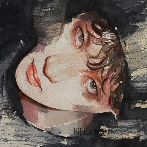 Jhope Digital Art, Kpop Watercolor Fan Art, Kpop Fanart Watercolor, Korean Watercolor Art, Kpop Watercolor Art, Jhope Art Drawing, Kpop Acrylic Painting, Cute Watercolor Paintings Easy Aesthetic, Jhope Drawing Easy