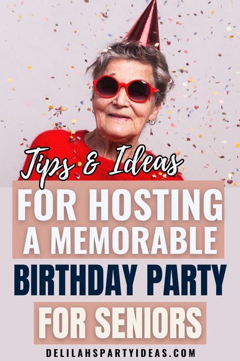 Make your senior loved one's birthday extra special with these unique party ideas! Whether it's for Mom, Dad, or any senior citizen, we have plenty of inspiration for you. From themed decorations to fun games, these ideas will create cherished memories for years to come. Start planning their unforgettable celebration now! 99 Birthday Party Ideas, Senior Birthday Party Ideas, Old People Party Theme Decorations, Old Lady Party Theme, Old People Party Theme, Ideas For Seniors, Unique Party Ideas, Birthday Props, 100th Birthday Party