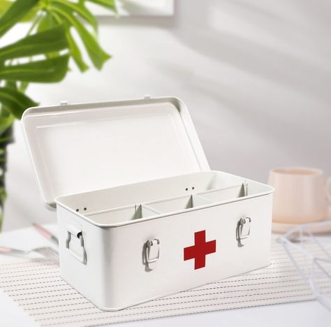 Amazon.com: Xbopetda First Aid Medicine Box, First Aid Kit Supplies Bin, Metal Medicine Storage Tin, First Aid Empty Box with Safety Lock for Home Emergency Tool Set-Red : Health & Household Sick Day Essentials, First Aid Kit Box, Metal Storage Bins, Metal Storage Box, Compartment Organizer, Medicine Storage, Medicine Cabinets, Medicine Boxes, Aid Kit