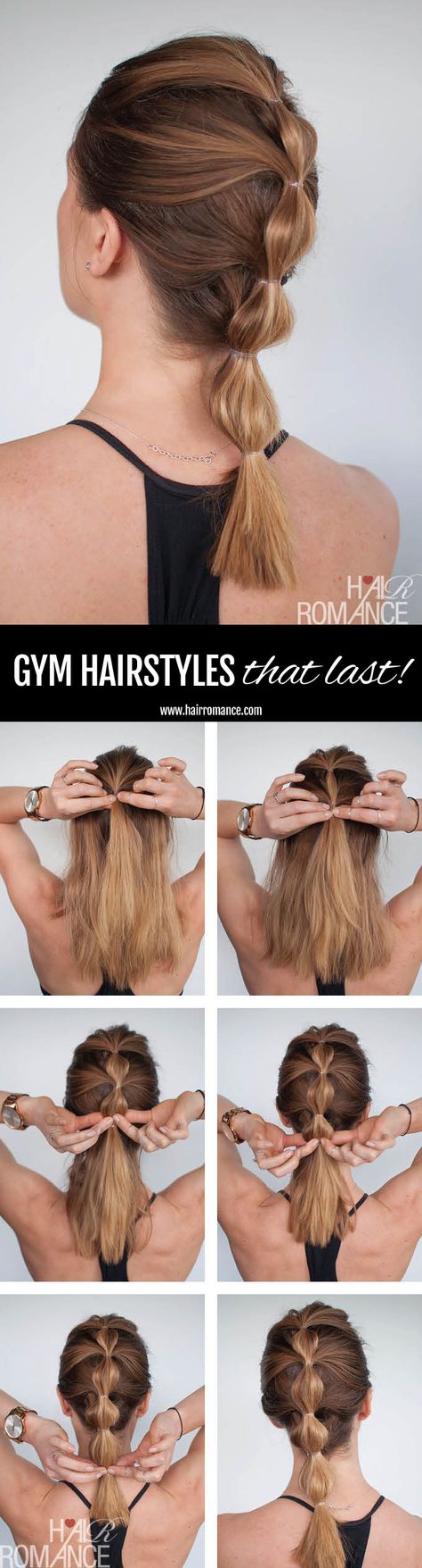 Hair Romance - gyn workout hairstyle tutoral - bubble ponytail tutorial Easy Workout Hairstyles, Ponytail Hairstyles Tutorial, Ponytail Tutorial, Bubble Ponytail, Wedding Hairstyles Tutorial, Hair Romance, Gym Hairstyles, Perfect Hairstyle, Workout Hairstyles