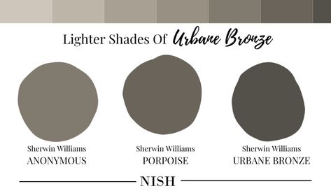 Lighter-Shades-of-Sherwin-Williams-Urbane-Bronze Dovetail Sherwin Williams, Sherwin Williams Dovetail, Sherwin Williams Urbane Bronze, Urbane Bronze Sherwin Williams, Sherwin Williams Iron Ore, Iron Ore Sherwin Williams, Sherwin Williams Creamy, Charcoal Grey Paint, Warm Grey Paint Colors