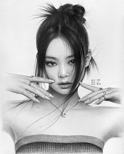 Jennie Kim Sketch Pencil, Blackpink Drawing, Anime Eye Makeup, Tears Art, Snake Drawing, Eye Drawing Tutorials, Disney Sketches, Face Pictures, Abstract Art Painting Diy