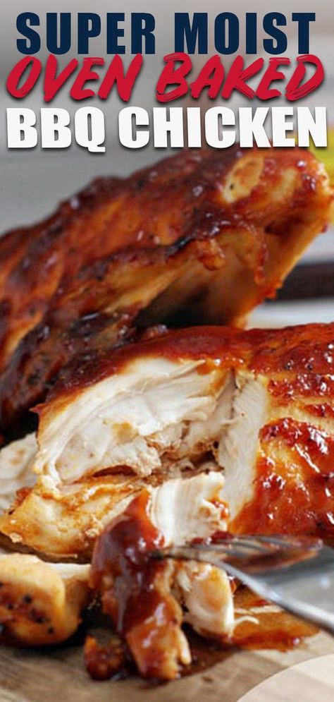 Baked Barbeque Chicken, Bbq Baked Chicken Breast, Baked Bbq Chicken Recipes, Oven Bbq Chicken, Oven Baked Bbq Chicken, Chicken Oven, Bbq Chicken Recipe, Bbq Chicken Thighs, Bbq Chicken Breast