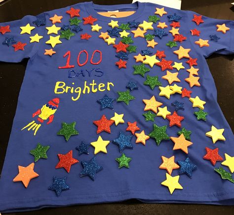 100 Days of School Shirt. 100 Days Brighter! 100 Days Of School Project Kindergartens, 100 Day Shirt Ideas, 100days Of School Shirt, 100 Días De Clases, Dress Up For Boys, 100th Day Of School Crafts, 100 Days Brighter, 100 Day Of School Project, Boys Diy