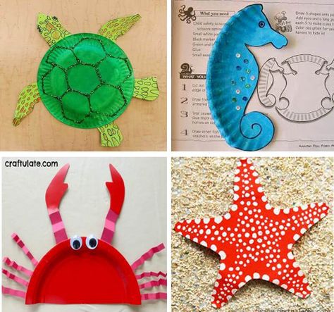 manualidades para niños en vacaciones Ocean Animal Crafts, Under The Sea Crafts, Metallic Christmas, Bags Diy, Sea Crafts, Summer Crafts For Kids, Ocean Crafts, Winter Ideas, Paper Plate Crafts