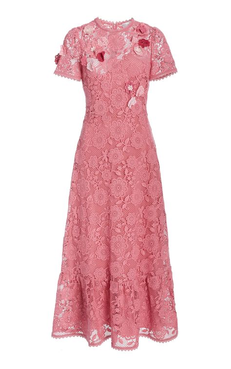 Red Valentino Lace Midi Dress Luxury Pink Feminine Lace Dress, Luxury Midi-length Dress With Lace Work, Luxury Pink Lace Midi Dress, Luxury Midi-length Lace Dress With Lace Trim, Valentino Lace Dress, Luxury Red Lace Midi Dress, Vintage Midi Dress, Red Lace Midi Dress, Red Valentino Dress