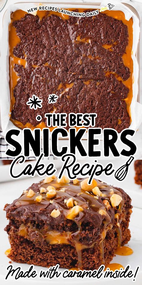 Snicker Cake, Bridget Smith, Snickers Dessert, Snickers Pie, Pan Desserts, Candy Bar Cake, Snickers Cake, Boxed Cake Mixes Recipes, Easy Cakes