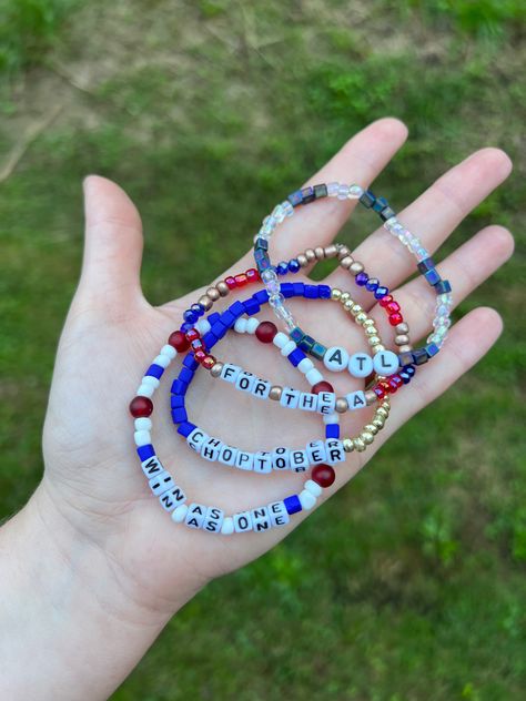 Atlanta Braves handbeaded friendship bracelets. Atlanta Braves, Hand Beading, Bracelet Making, Friendship Bracelets, Mars, North Carolina, Atlanta, Jewelry Bracelets, Beaded Bracelets