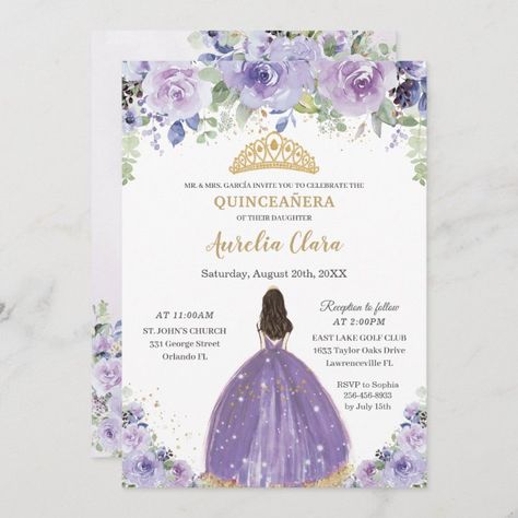 Chic Quinceañera Purple Lilac Floral Princess Invitation - tap/click to get yours right now! #Invitation #quincea&241;era #15th #birthday #invitation, #elegant Quinceañera Purple, Princess Invitation, Dress Butterfly, Silver Invitation, Princess Birthday Invitations, Gold Foil Invitation, Princess Invitations, 16th Birthday Invitations, Quinceanera Party