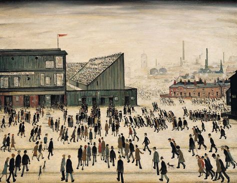 L.S. Lowry: Going to the Match 1928 | pastnow L S Lowry, Bolton Wanderers, Art Football, Soccer Art, Salford, English Artists, Art Uk, Photo Wall Art, Urban Landscape